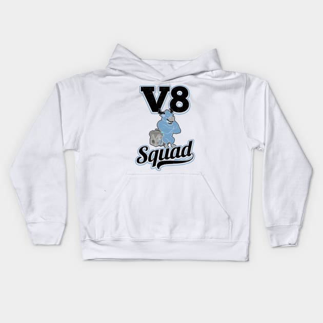 V8 Engine Shirt | Bull Squad Block Gift Kids Hoodie by Gawkclothing